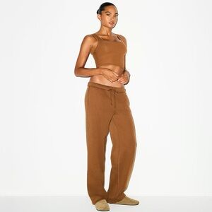 NWT SKIMS COTTON FLEECE CLASSIC STRAIGHT LEG PANT BISON XXS $88